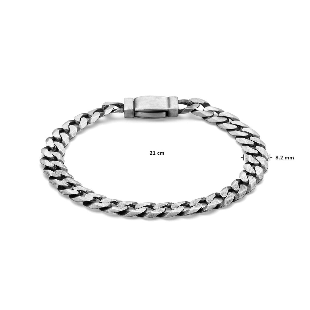 Armband Gourmette 8-eckig geschliffen 8,2 mm Silber oxidiert