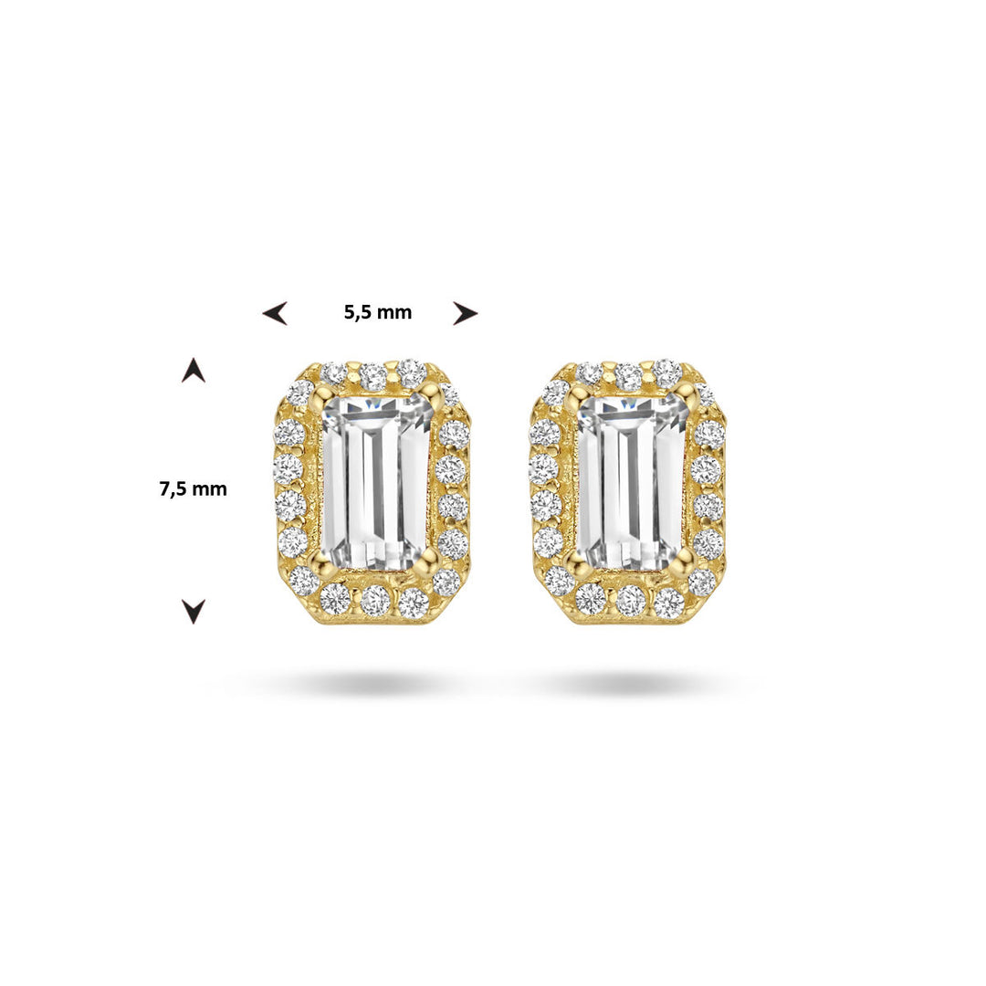 Ohrstecker Zirkonia Halo 14K Gelbgold