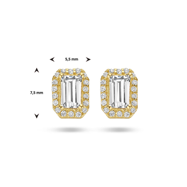 Ohrstecker Zirkonia Halo 14K Gelbgold