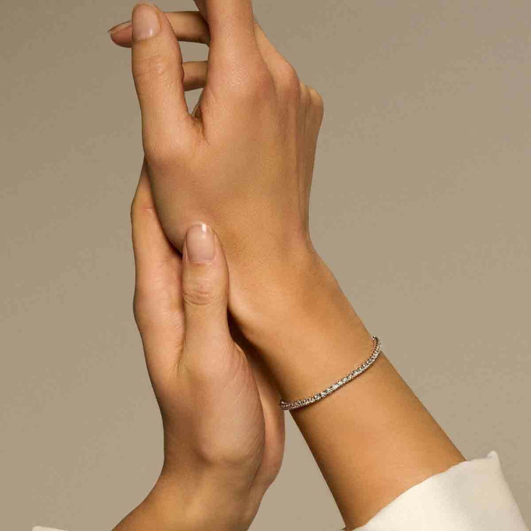 Tennisarmband Diamant 1,00 ct H SI 2,0 mm 17,5 cm 14K Gelbgold