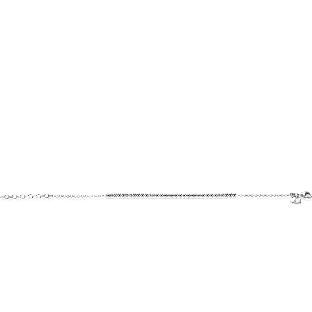 De Zinzi armband Zilver ZIA2640 is een delicate zilveren armband van Zinzi, met een dunne ketting met een getextureerde rechte staaf in het midden en vastgezet met een kleine sluiting.