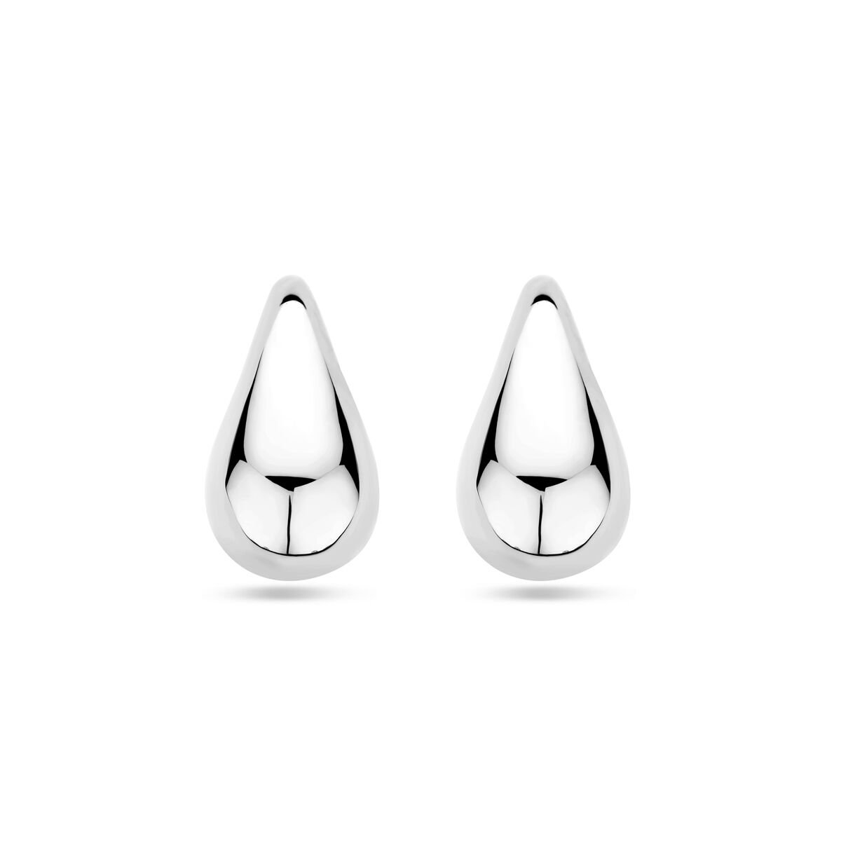Ohrstecker in Tropfenform, 30 mm, aus rhodiniertem Silber mit glänzender Oberfläche