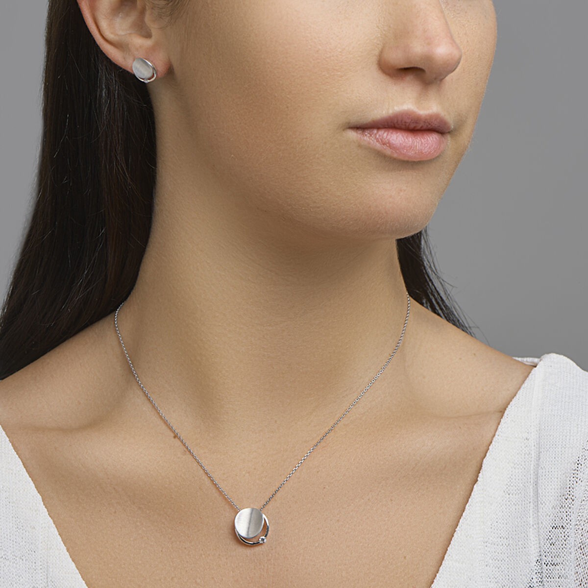 Anhänger Zirkonia Poly/Silber matt rhodiniert