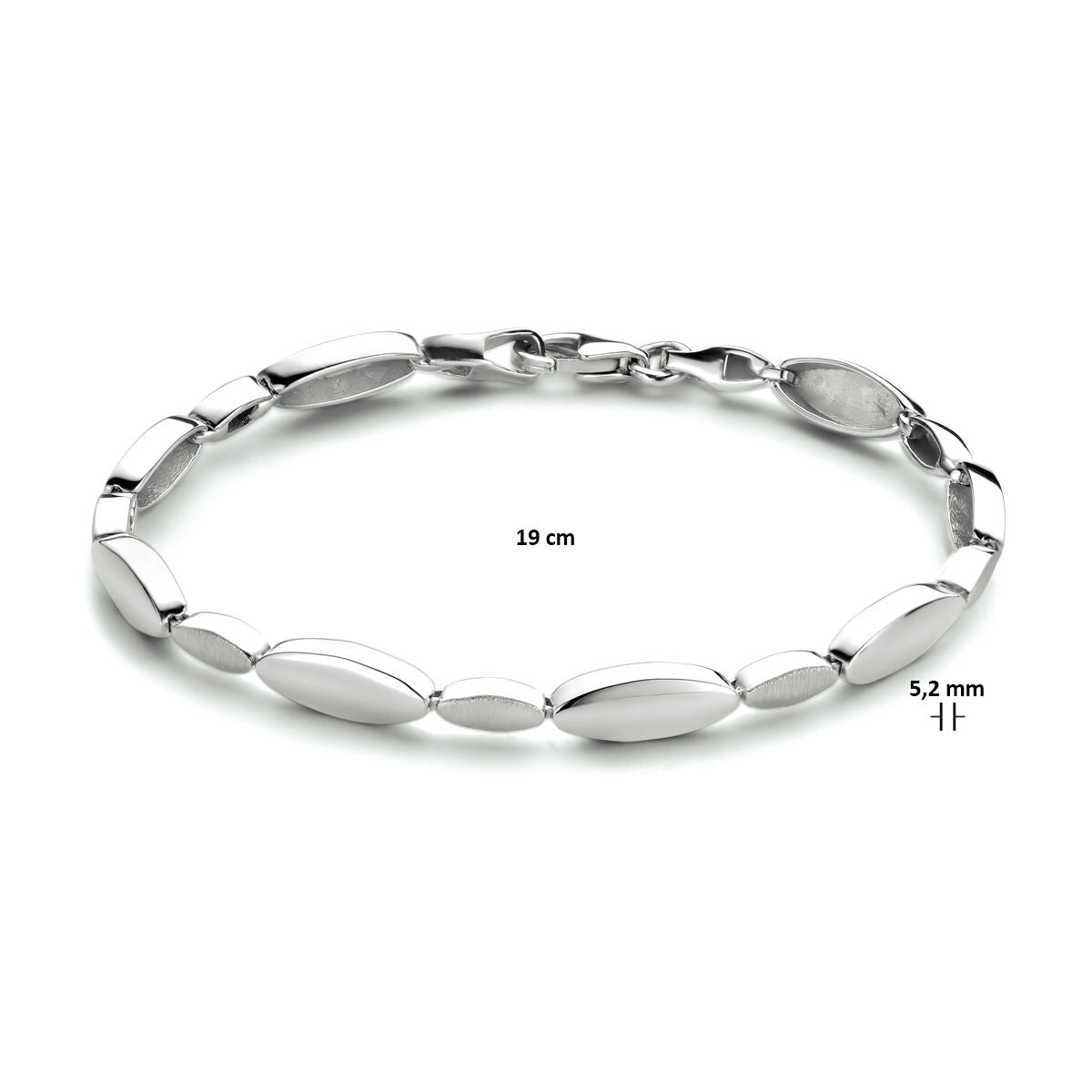 Armband 5,2 mm 19 cm Poly/Silber matt rhodiniert