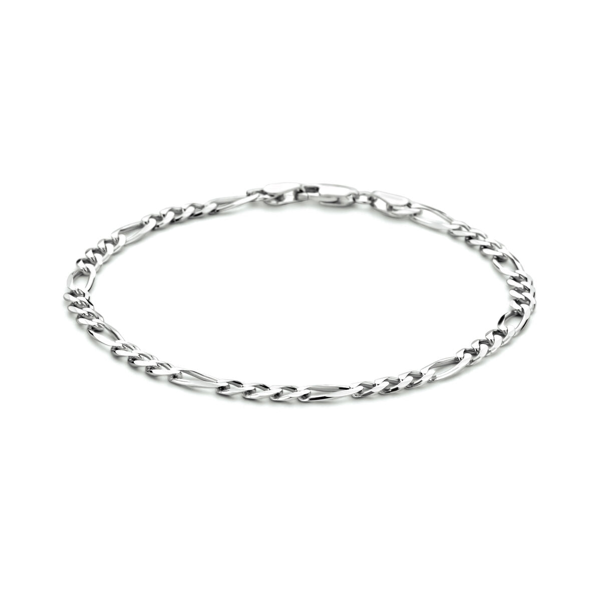 Armband aus rhodiniertem Silber mit Figaro-Design und einer Breite von 4,0 mm, Länge 20 cm