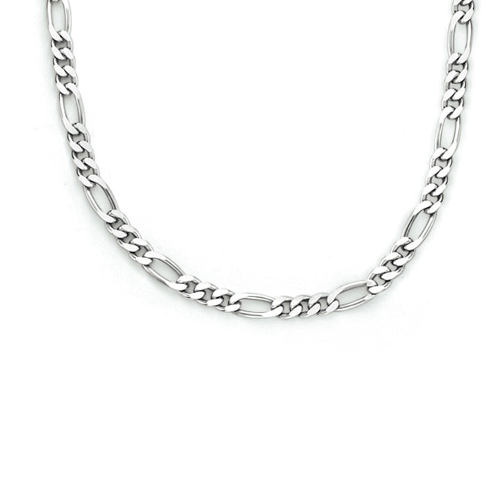 Een close-up van het Van der Kooij Collectie collier figaro 2,2 mm zilver gerhodineerd, met klassieke afwisselende schakels in 925 zilver met rhodium afwerking, weergegeven op een effen witte achtergrond.