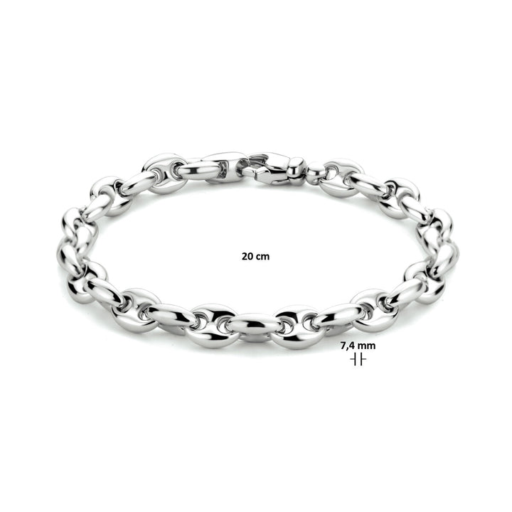 Armband Kaffeebohne 7,4 mm 20 cm Silber rhodiniert