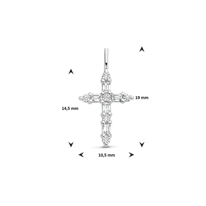 Anhänger Kreuz Zirkonia Silber rhodiniert