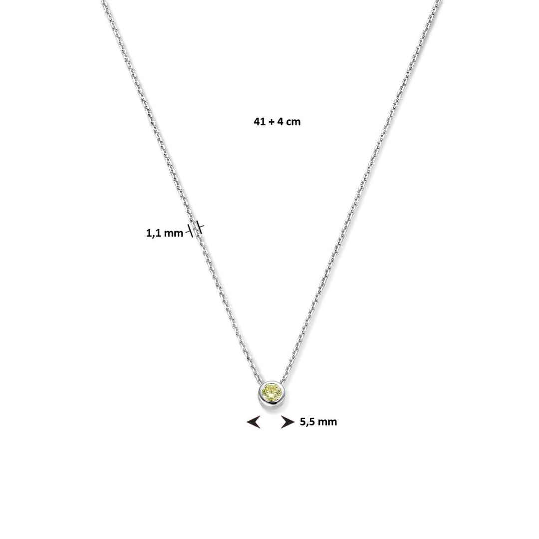 Halskette mit Geburtsstein Zirkonia 41 + 4 cm Silber rhodiniert