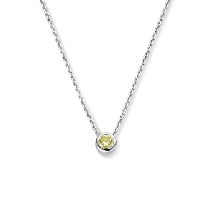 Halskette mit Geburtsstein Zirkonia 41 + 4 cm Silber rhodiniert