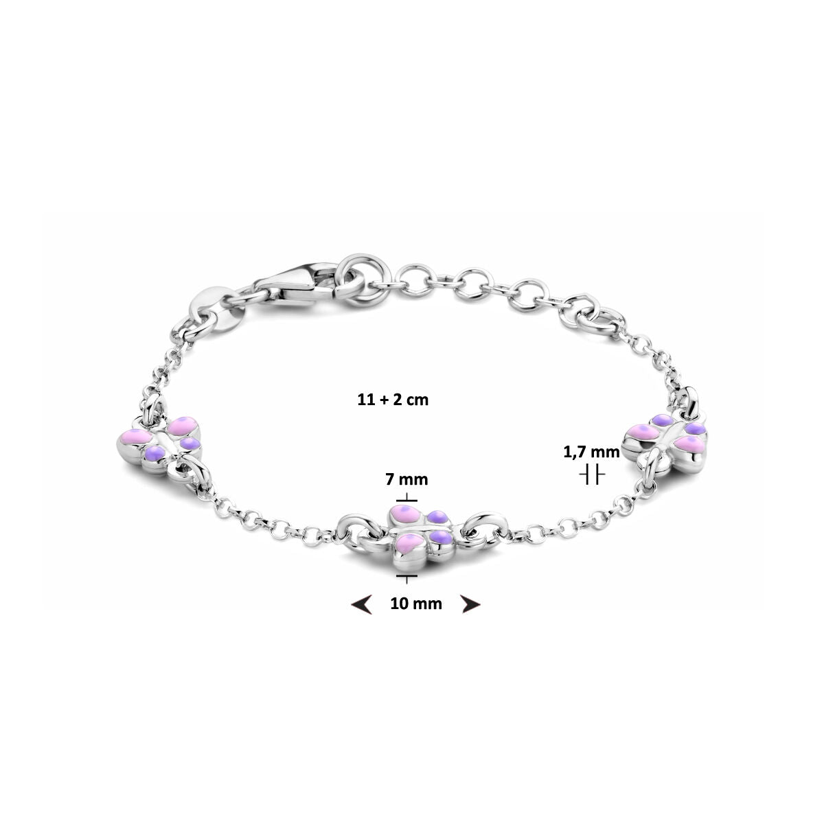 Armband Schmetterlinge 11 + 2 cm Silber rhodiniert