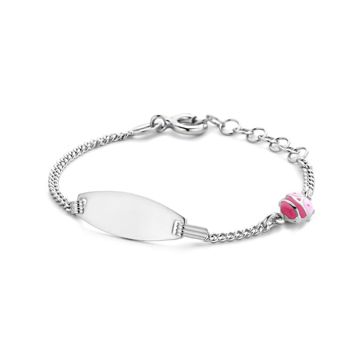 Gravurarmband Marienkäferplättchen 6,5 mm 11 + 2 cm Silber rhodiniert