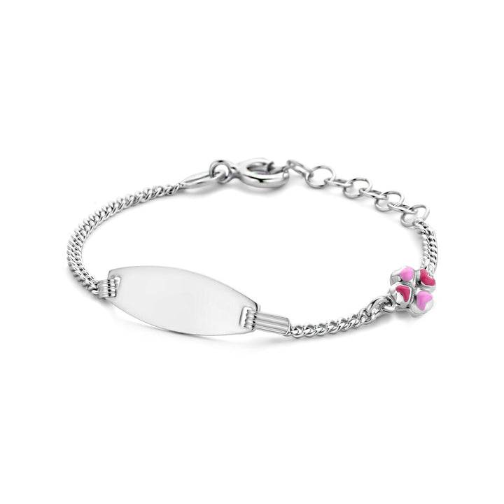 Gravurarmband Kleeblatt 6,5 mm 11 + 2 cm Silber rhodiniert