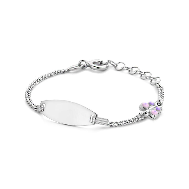 Gravurarmband Schmetterlingsplättchen 6,5 mm 11 + 2 cm Silber rhodiniert