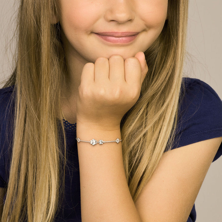 Armband Blumen 13 + 3 cm Silber rhodiniert
