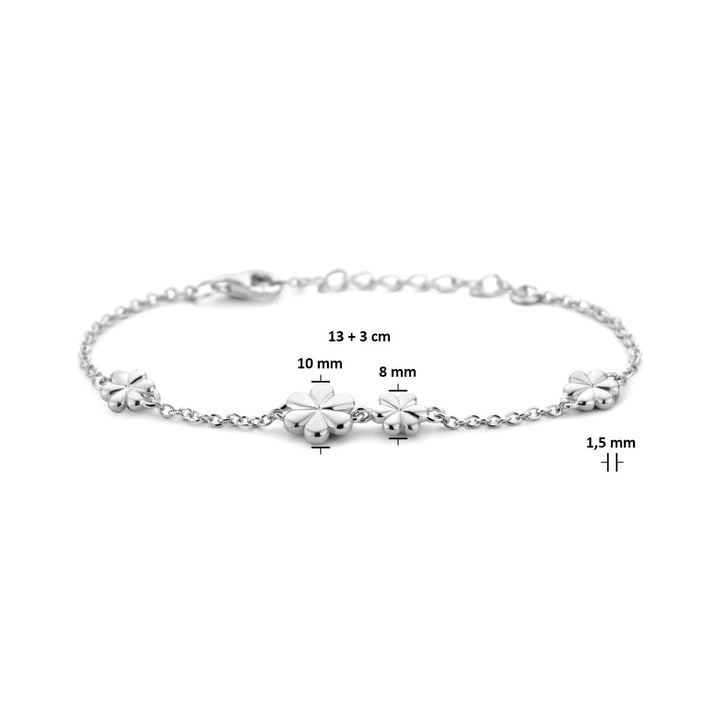 Armband Blumen 13 + 3 cm Silber rhodiniert
