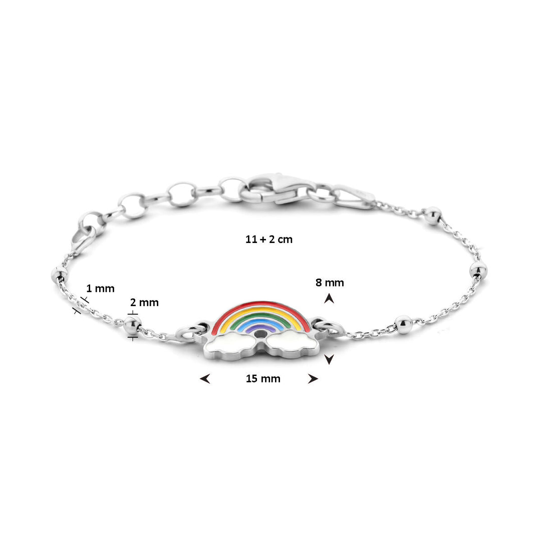 Armband Regenbogen 1,0 mm 11 + 2 cm Silber rhodiniert