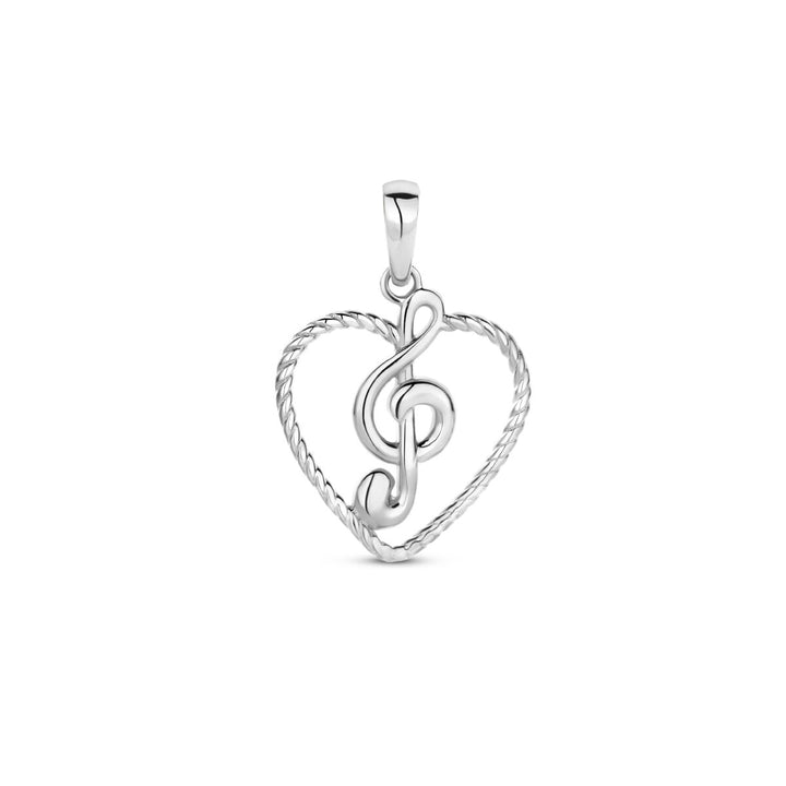 Anhänger Herz und Musiknote, Silber rhodiniert