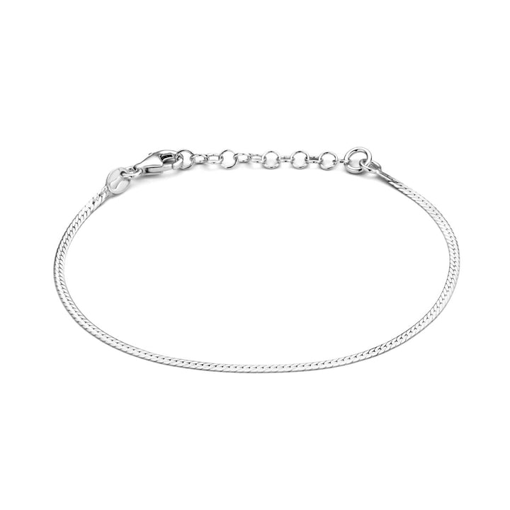 Armband flach 1,7 mm 16 + 3 cm Silber rhodiniert