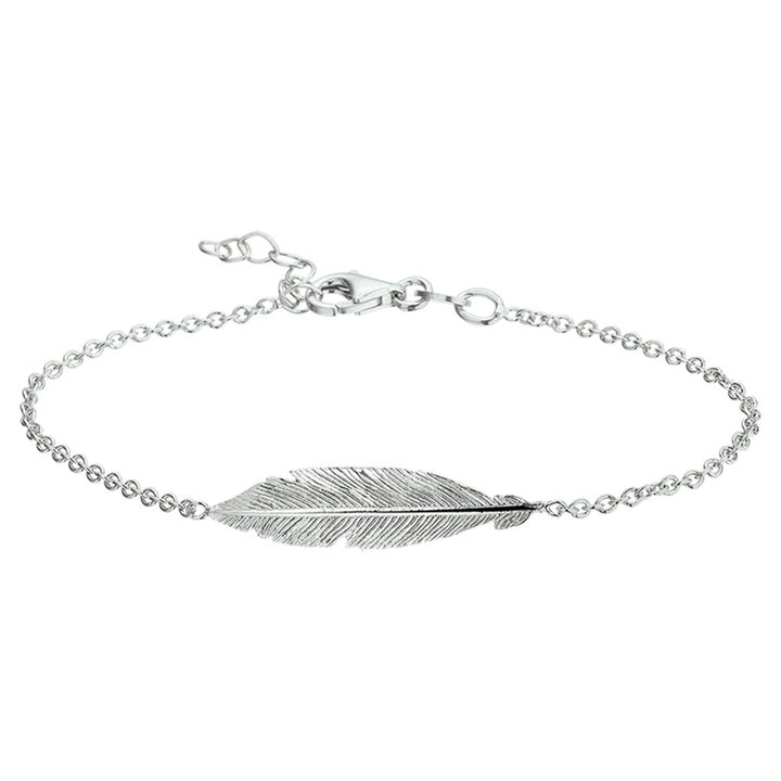 Armband Feder 16,5 + 2,5 cm Silber rhodiniert