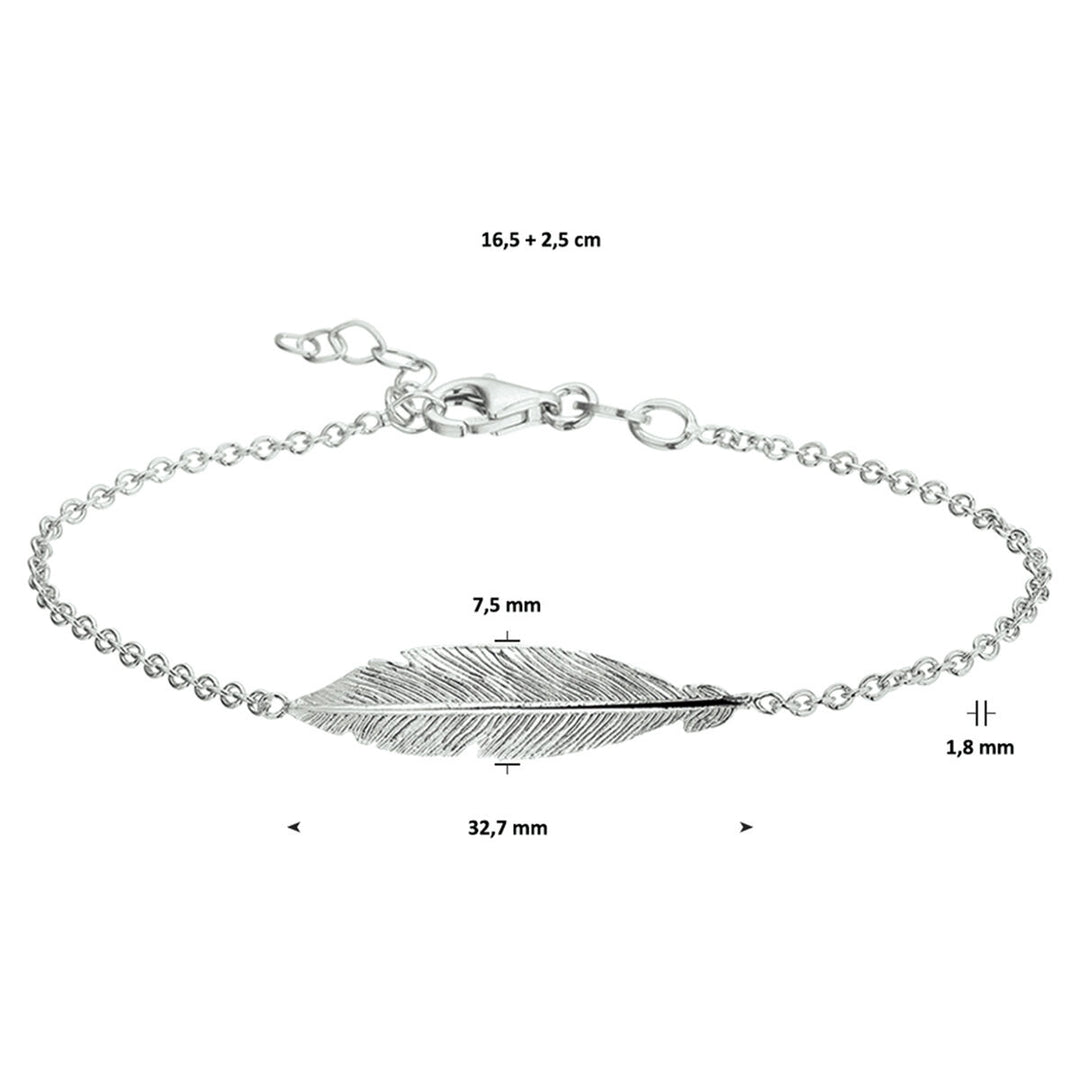 Armband Feder 16,5 + 2,5 cm Silber rhodiniert