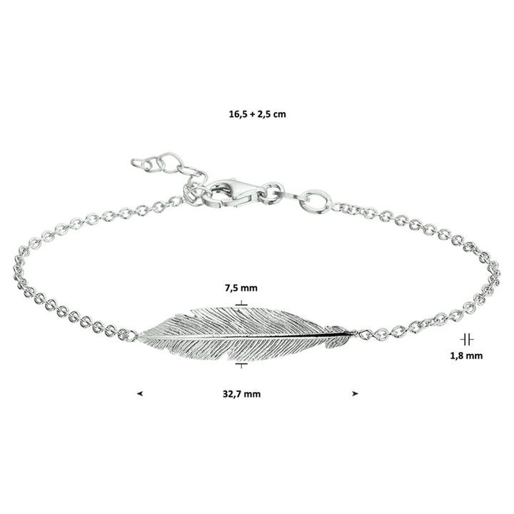 Armband Feder 16,5 + 2,5 cm Silber rhodiniert