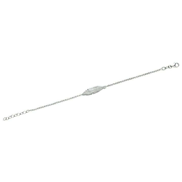 Armband Feder 16,5 + 2,5 cm Silber rhodiniert
