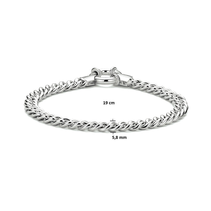 Armband Gourmet 5,8 mm 19 cm mit großem Karabinerverschluss Silber rhodiniert
