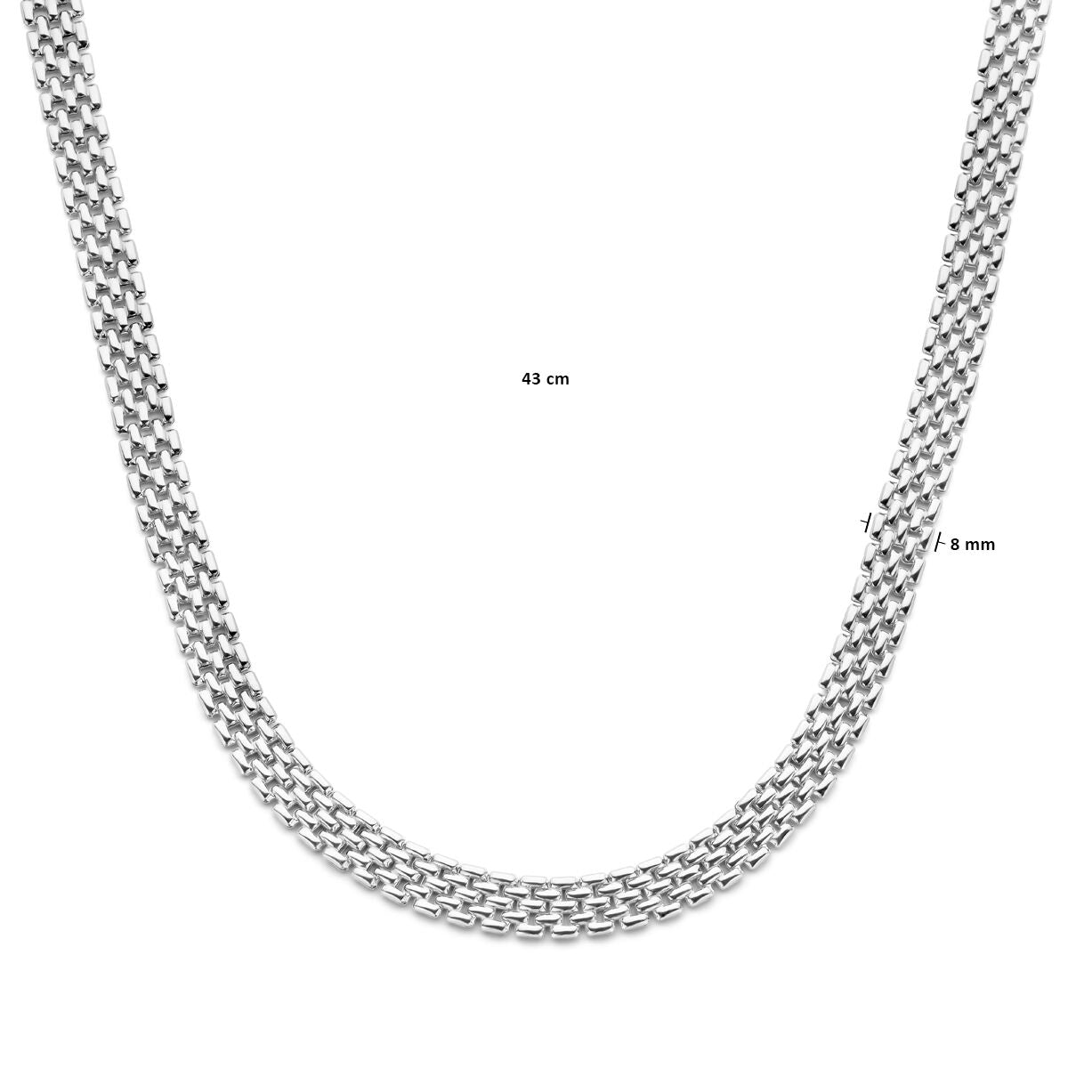 Halskette Panther 8 mm 43 cm Silber rhodiniert
