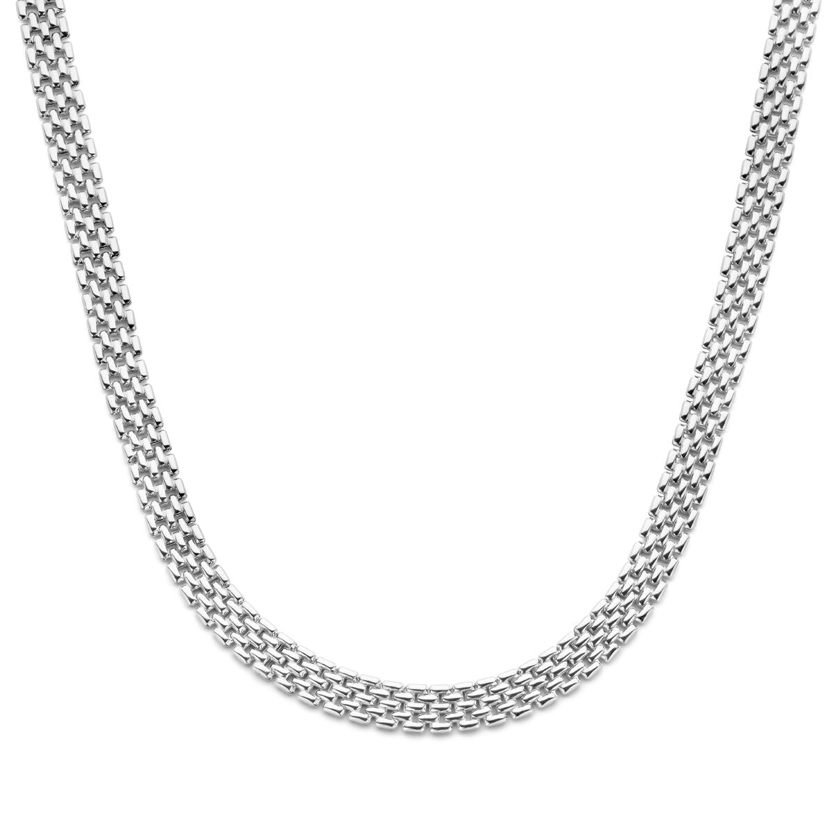 Collier mit 8 mm breitem, rhodiniertem Silber in 43 cm Länge