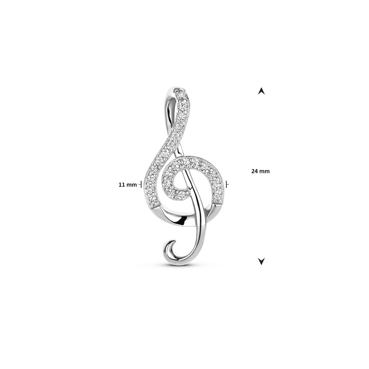 Anhänger Musiknote Zirkonia 24 mm Silber rhodiniert