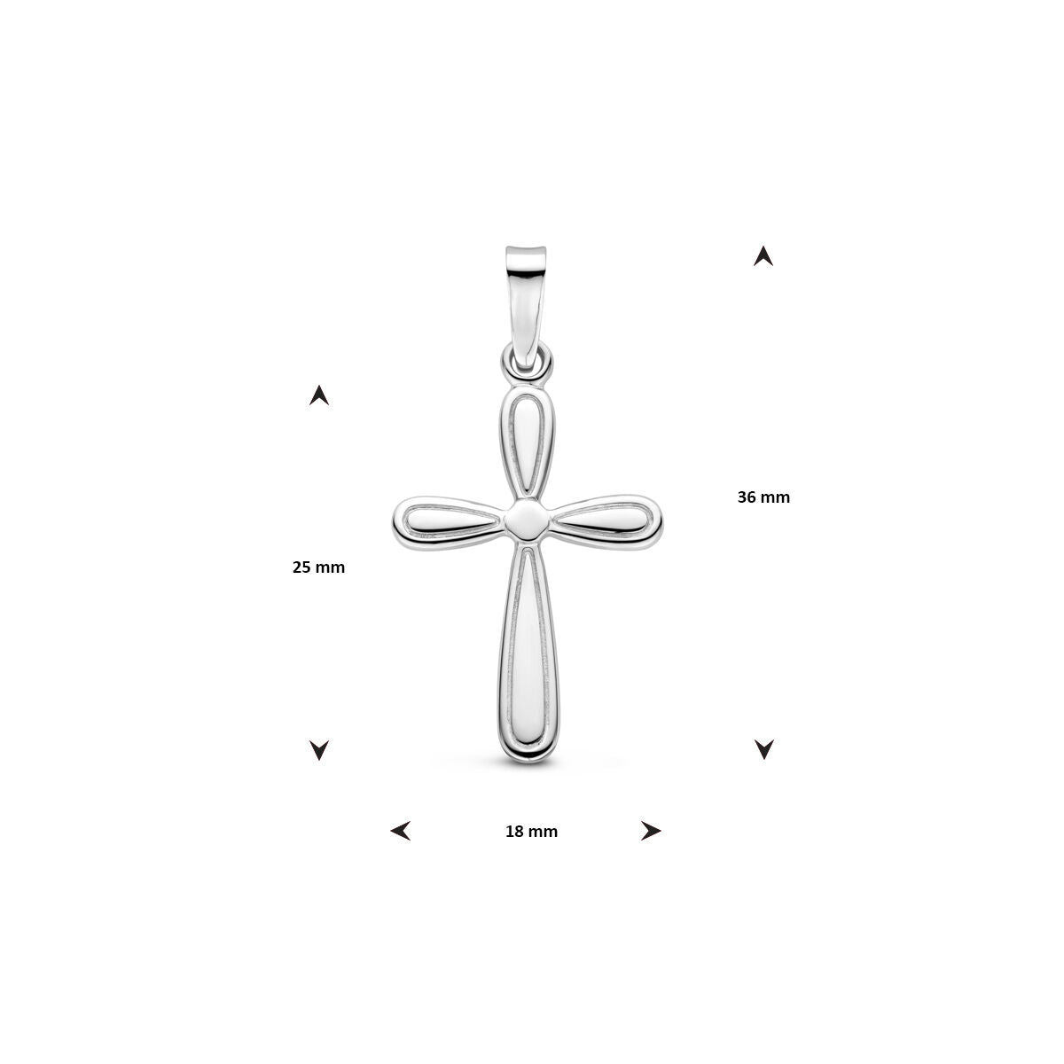 Anhänger Kreuz 25 mm Silber rhodiniert