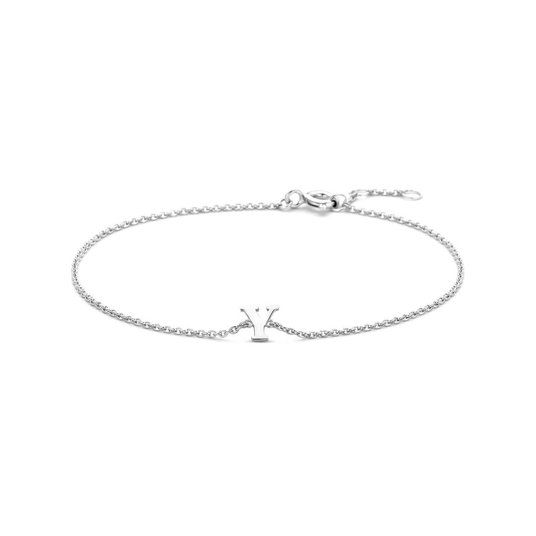 armband letter 16,5 - 17,5 - 18,5 cm zilver gerhodineerd