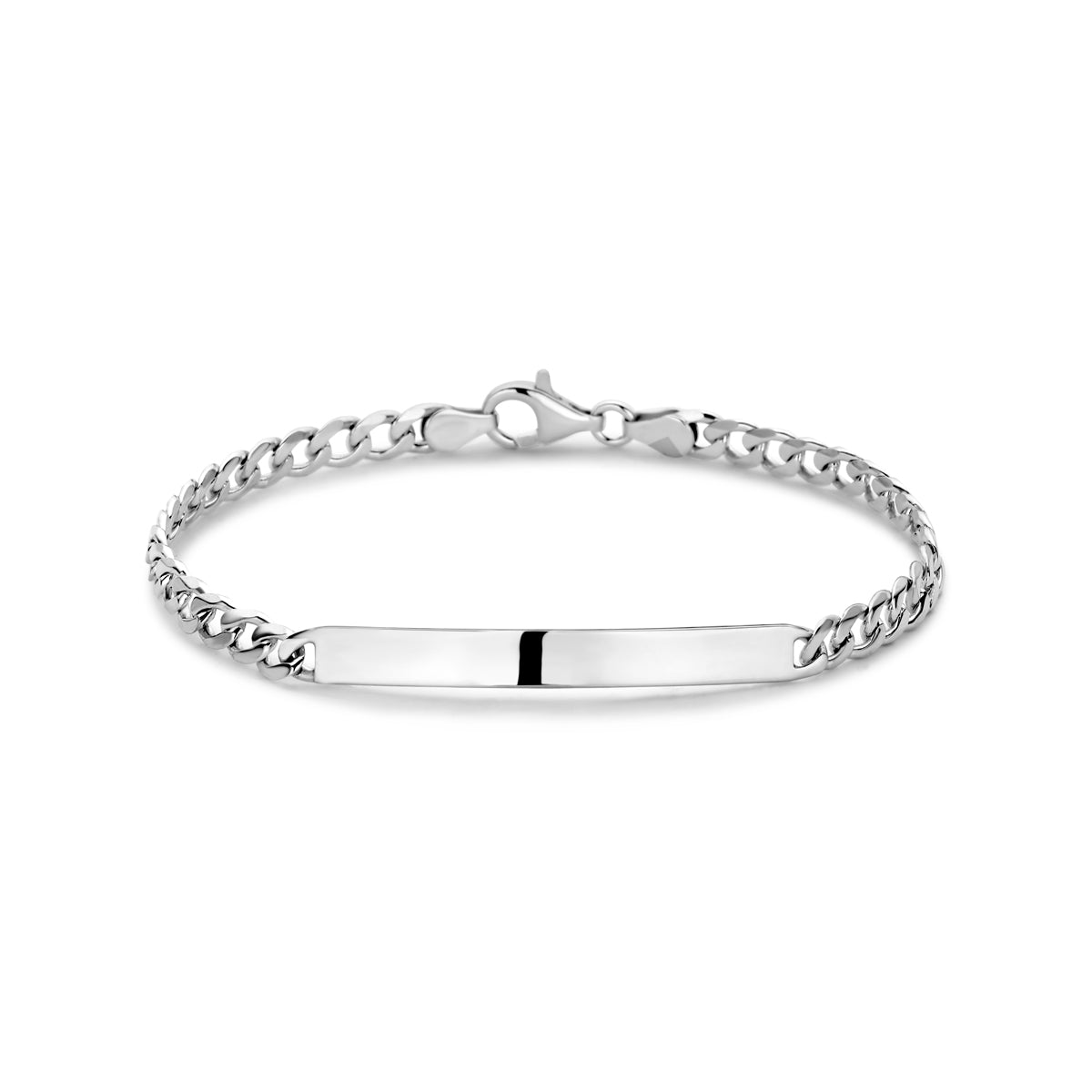 Gravierte Herrenarmband aus rhodiniertem 925 Silber mit klassischem Gliederdesign