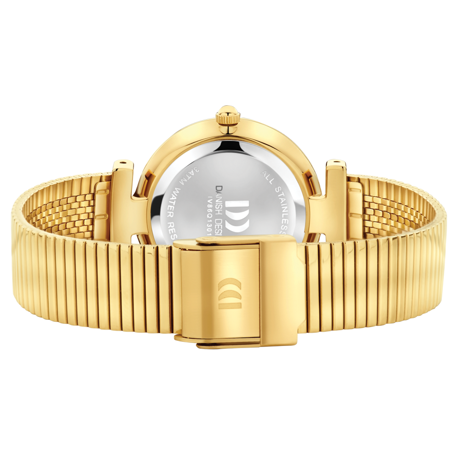 Dänische Design-Damenuhr Goldenes Zifferblatt - IV86Q1301