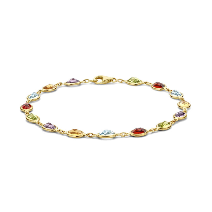 Goldarmband Damen natürliche Farbsteine ​​14K