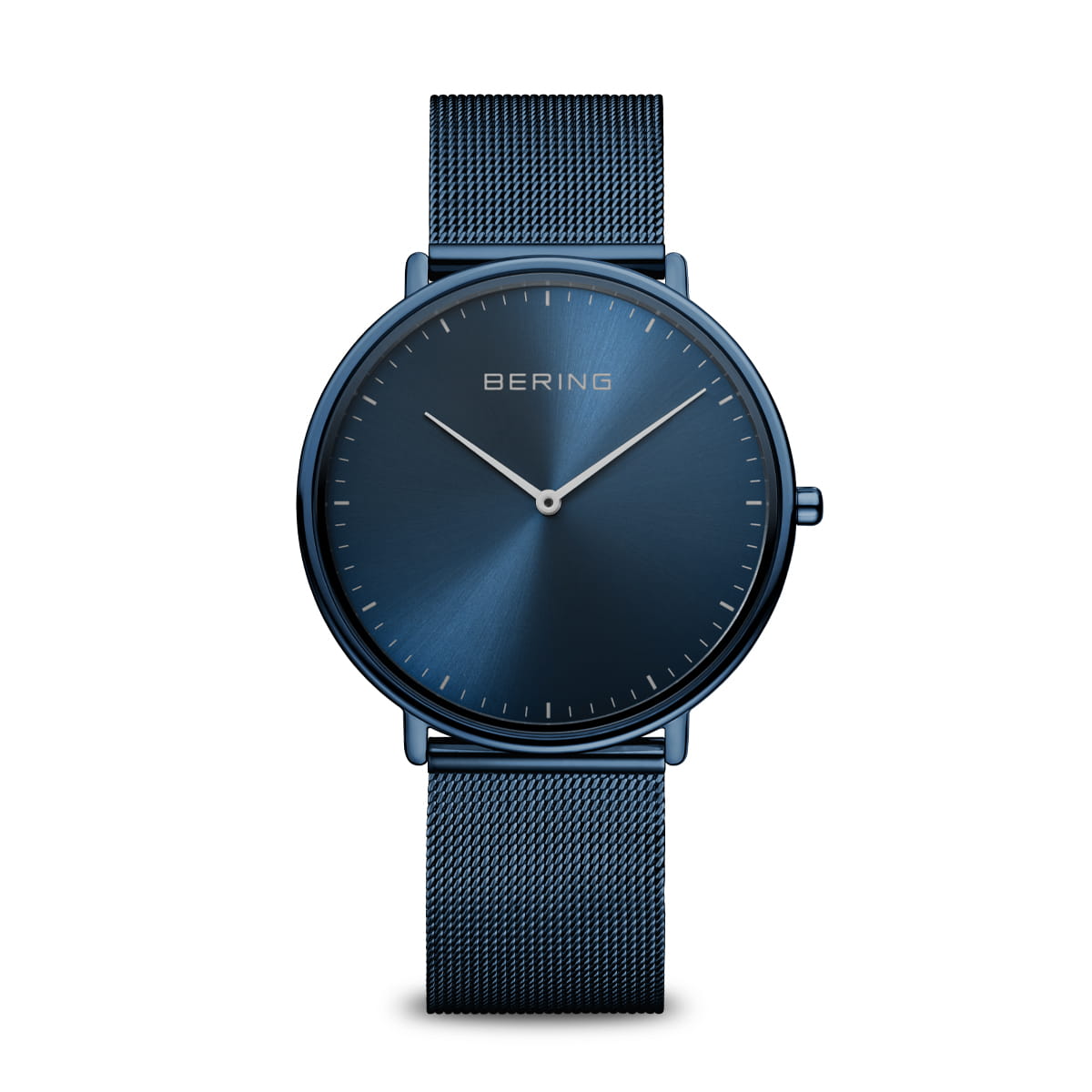 Unisex Uhr mit blauem Zifferblatt und blauer Mesh-Armband