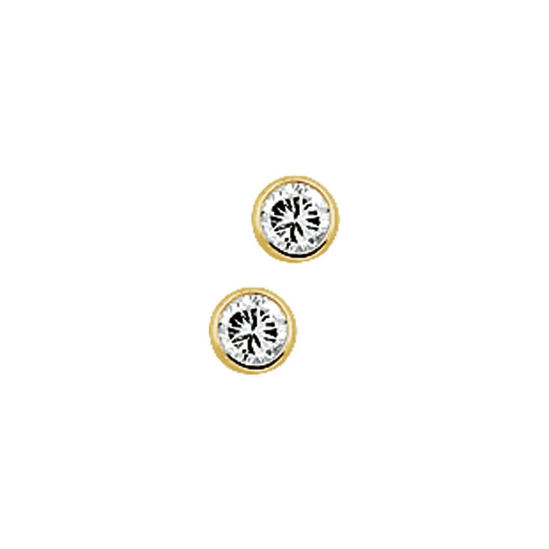 Ohrstecker aus 14K Gelbgold mit Zirkonia und runder, klarer Steinoberfläche