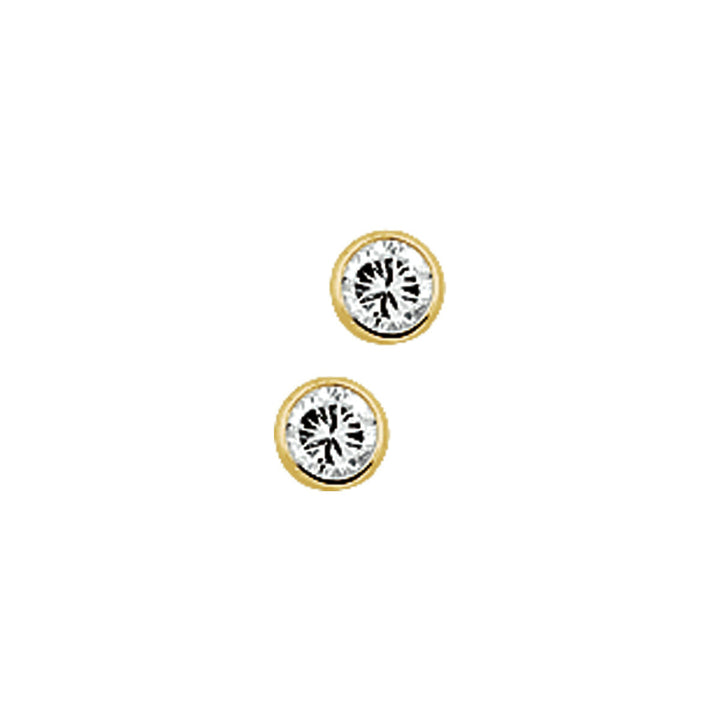 Ohrstecker aus 14K Gelbgold mit Zirkonia und runder, klarer Steinoberfläche
