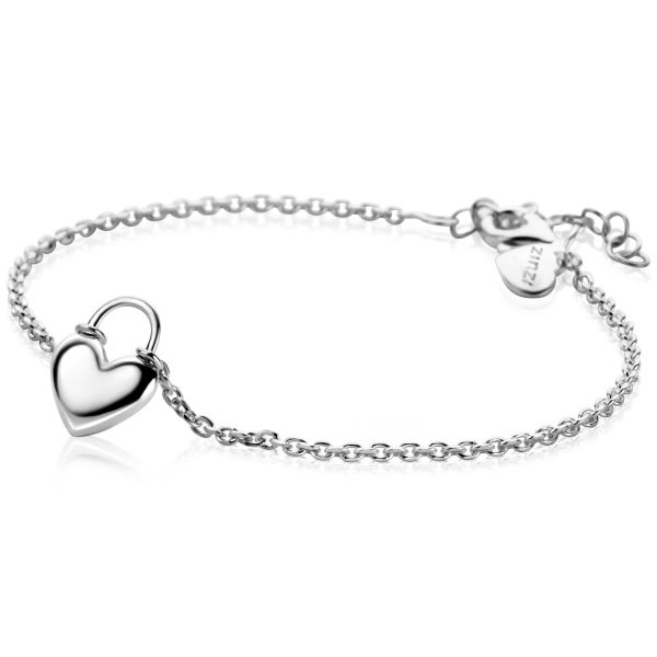 Armband aus Silber mit herzförmigem Anhänger und feiner Kette, verstellbar von 17 bis 20 cm