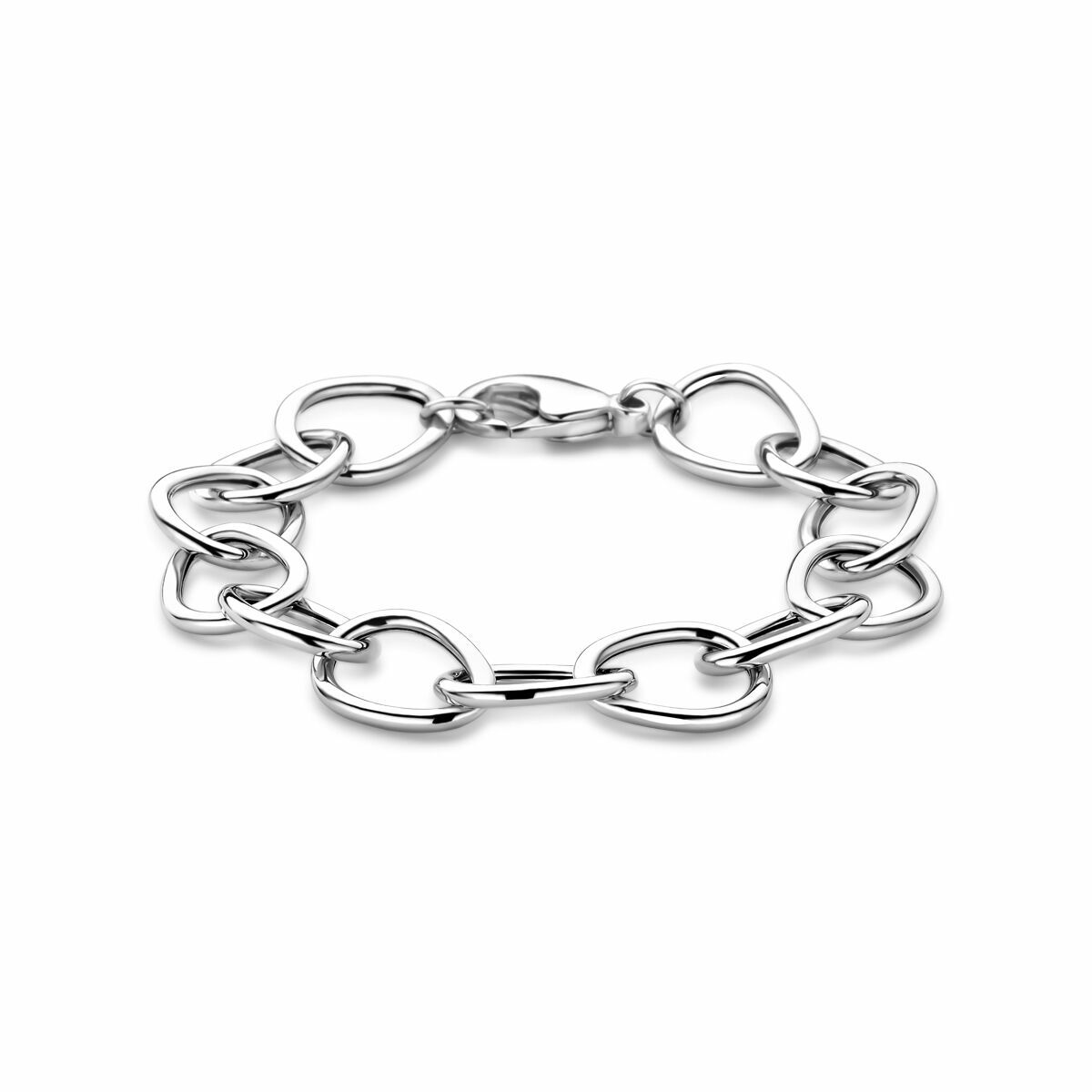 Armband aus rhodiniertem Silber mit herzförmigen Gliedern und Karabinerverschluss