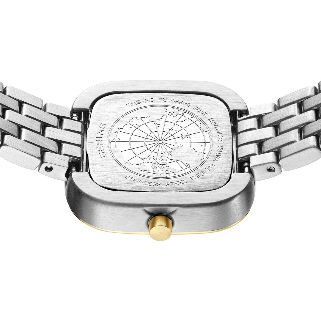 Bering dames horloge bicolor grijze wijzerplaat 17926-714