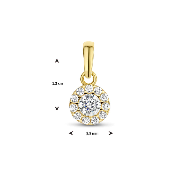 Anhänger Zirkonia Halo 14K Gelbgold