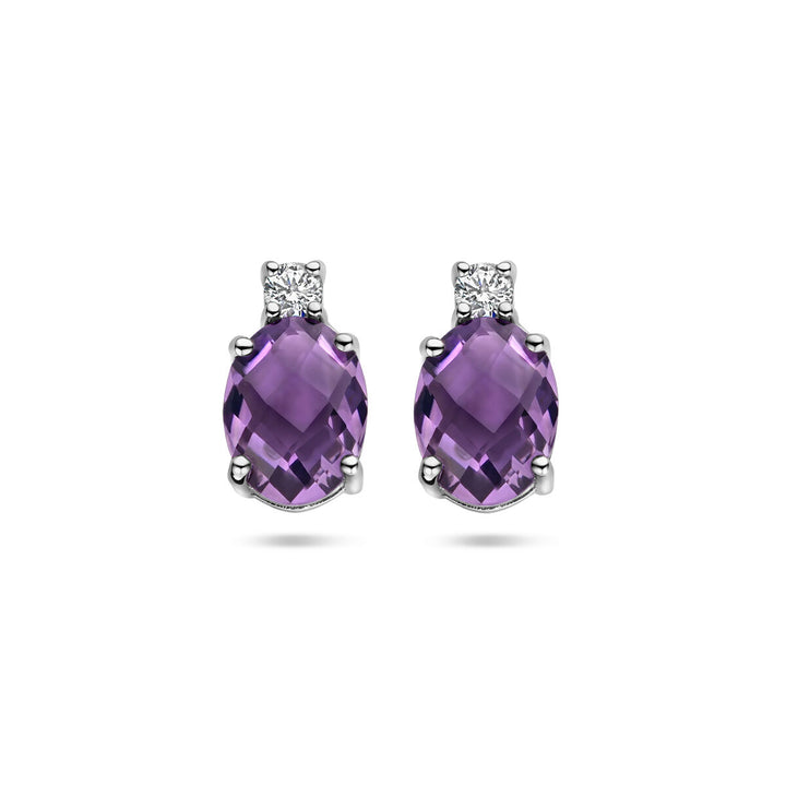 Ohrstecker Amethyst und Zirkonia Silber rhodiniert