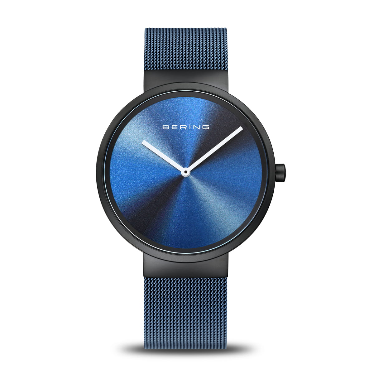 Herrenarmbanduhr mit mehrfarbigem Zifferblatt und blauem Mesh-Armband