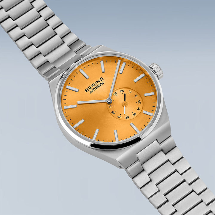 Bering Herrenuhr mit orangefarbenem Zifferblatt – 19441-701