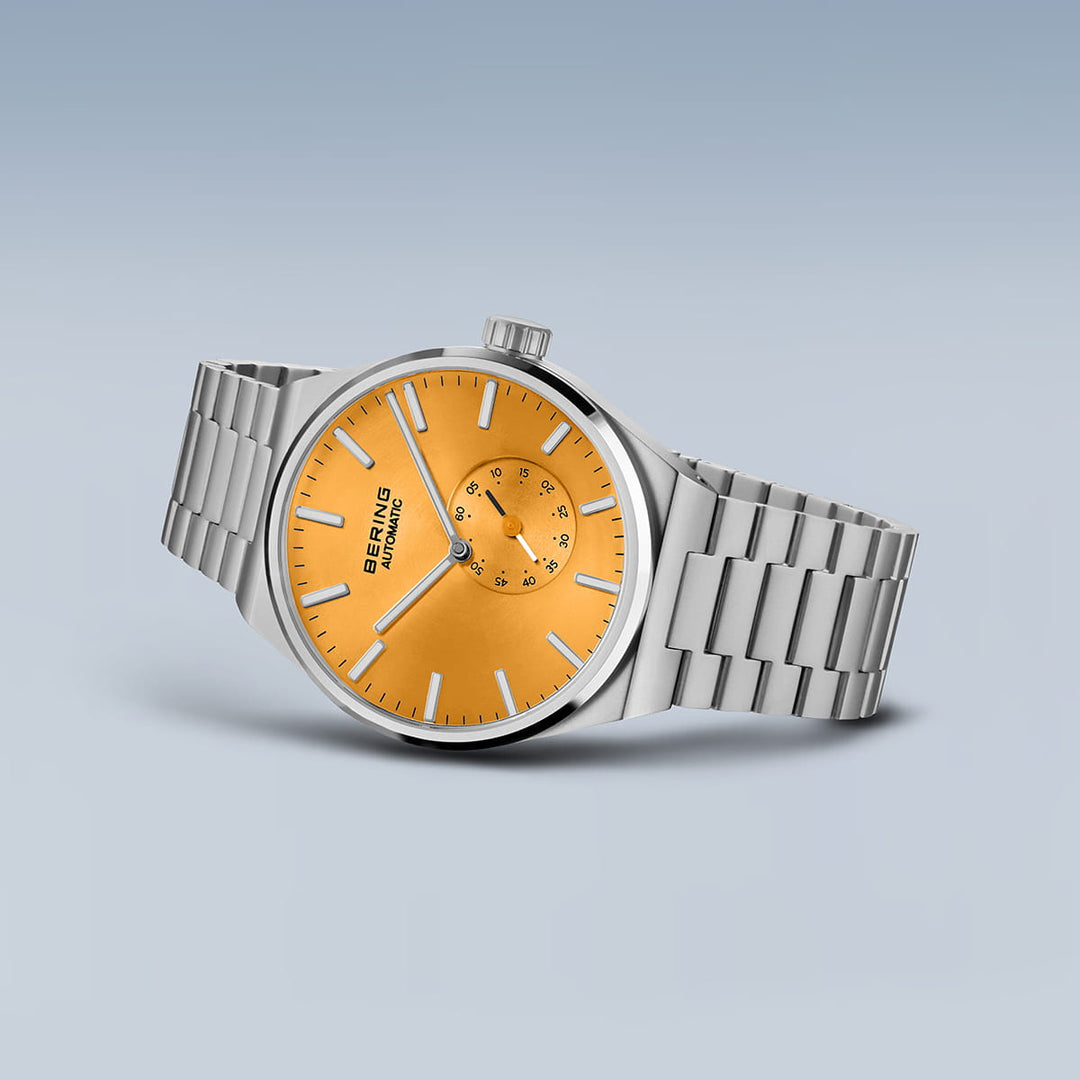 Bering Herrenuhr mit orangefarbenem Zifferblatt – 19441-701