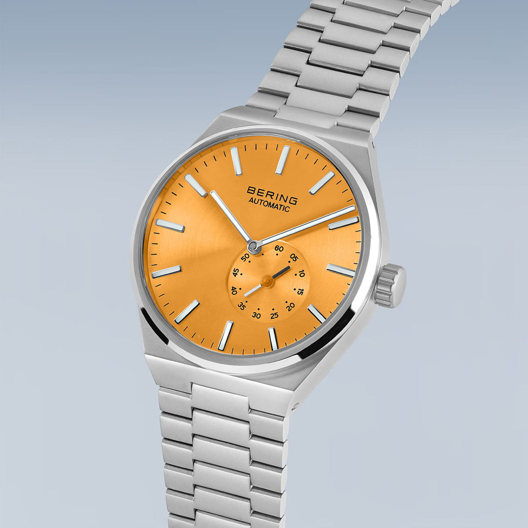 Bering Herrenuhr mit orangefarbenem Zifferblatt – 19441-701