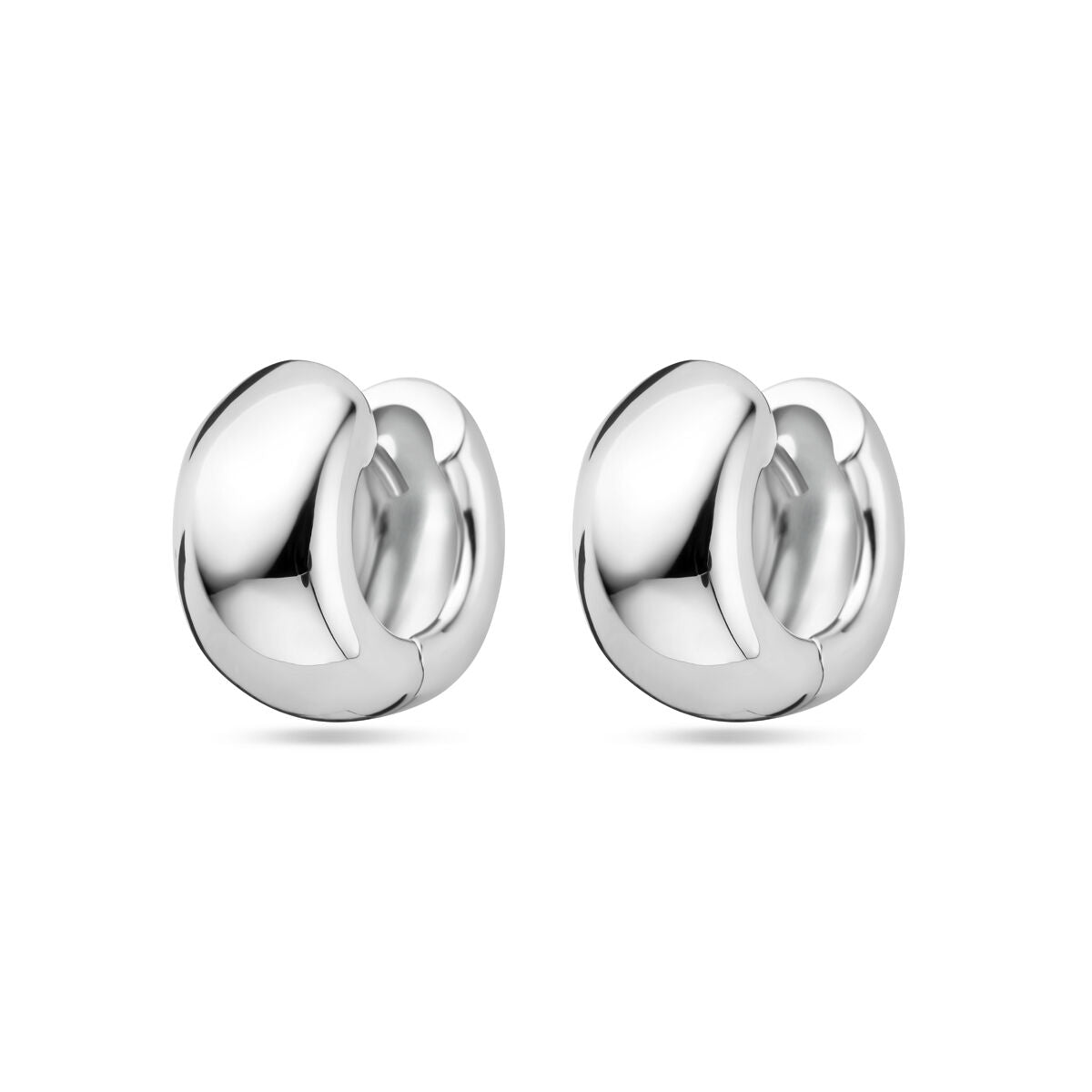 Klapp-Ohrringe aus rhodiniertem Silber mit glänzender Oberfläche und modernem Design