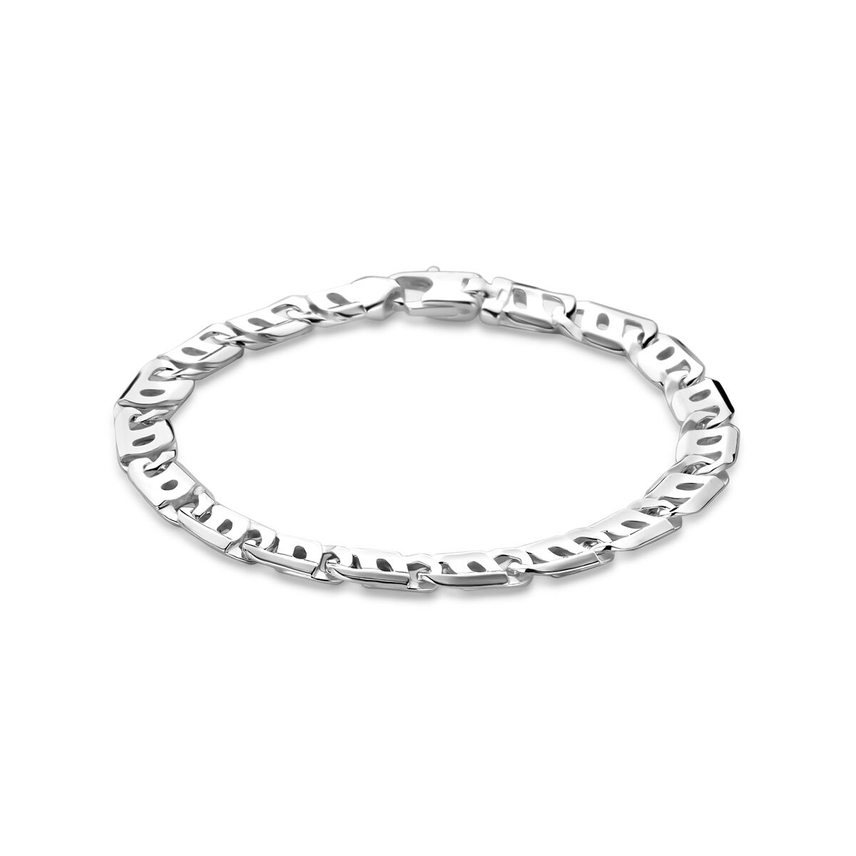 Armband aus Silber mit 7,0 mm breiten Gliedern in glänzender Optik